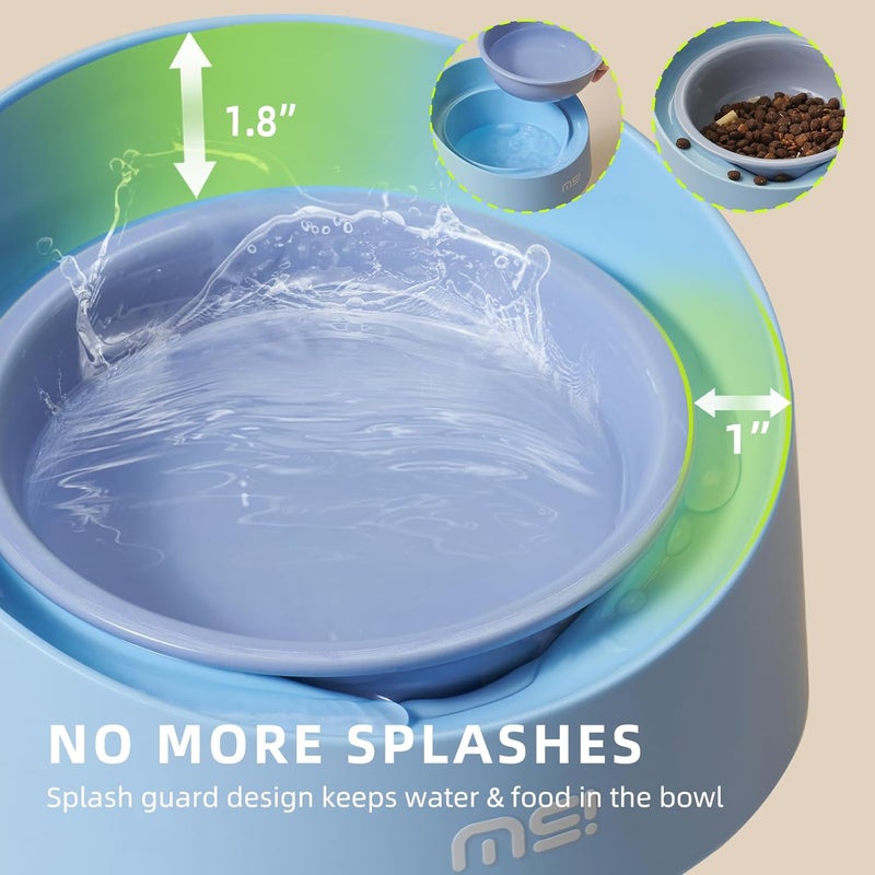 MS!MAKE SURE Cat Bowls, Adjustable Elevated Ceramic Cat Bowls with Anti-Slip Rubber Pad, Splash Guard, Lead & Cadmium Free, Whisker Friendly, for Puppies & Cats - 5.1" Wide, 295ML (10 oz), Blue - Image 4